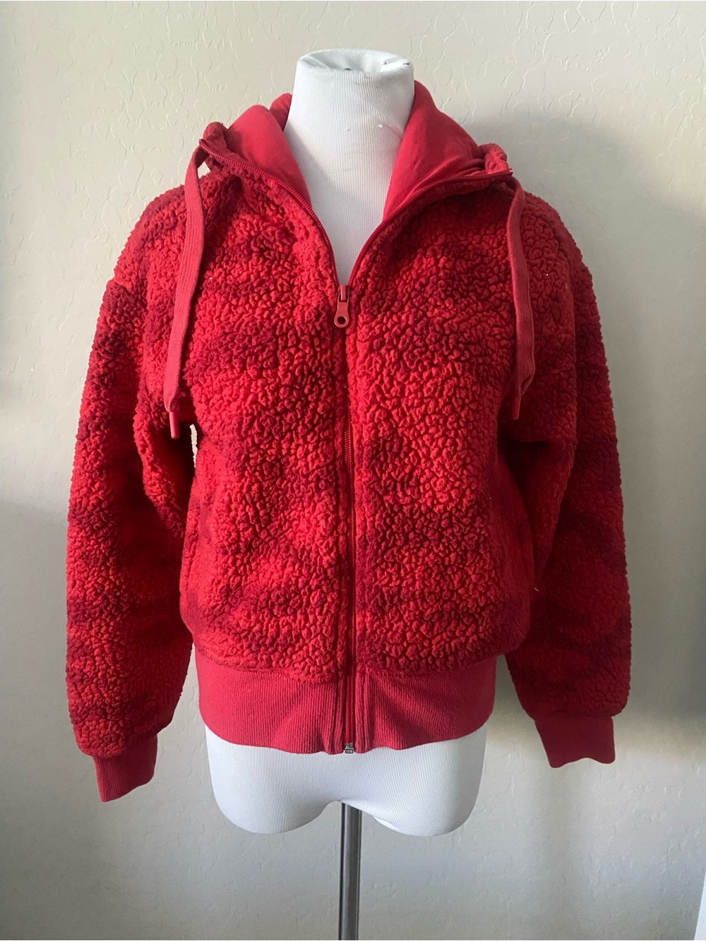 Aerie red fleece zip up hoodie